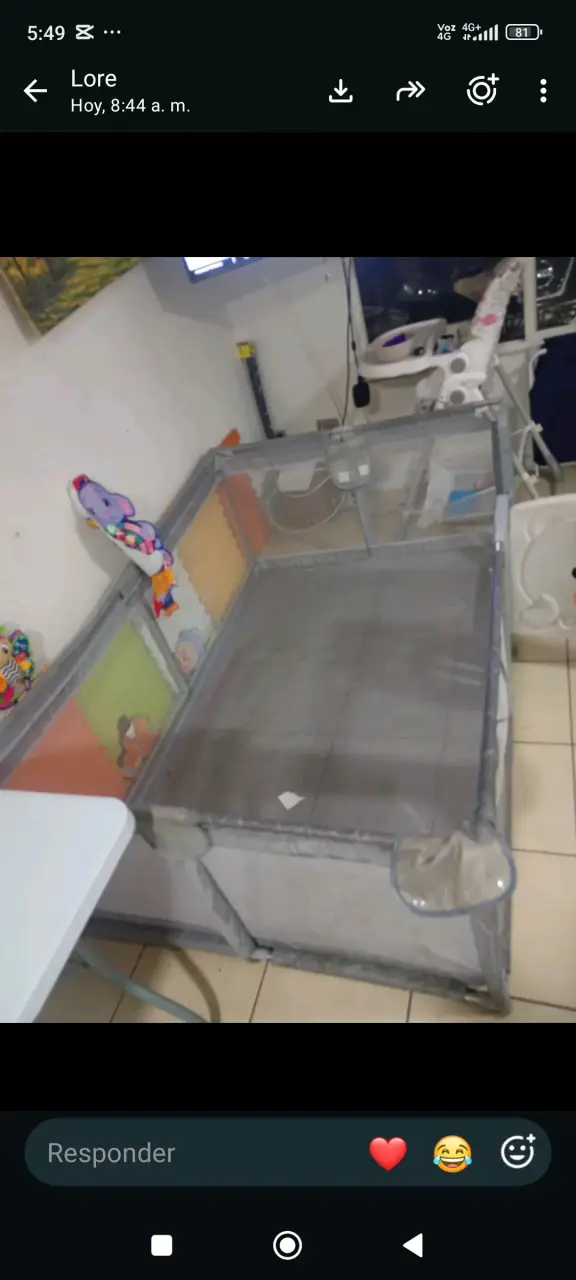 Cuna corral de bebé plegable gris