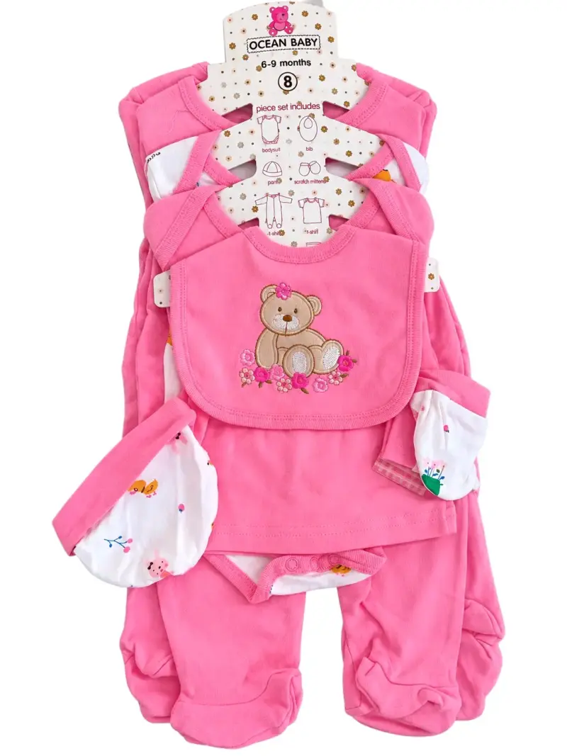 Set de ropa para bebé 8 piezas rosa Ocean Baby