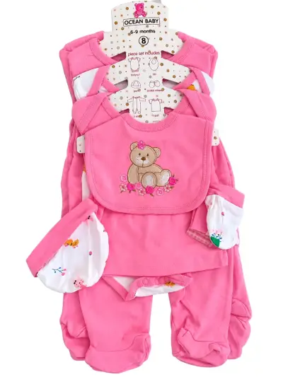 Set de ropa para bebé 8 piezas rosa Ocean Baby - miniatura 1