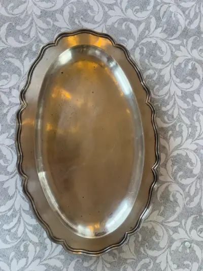 Bandeja Ovalada de Plata Fina Hecha a Mano - miniatura 1