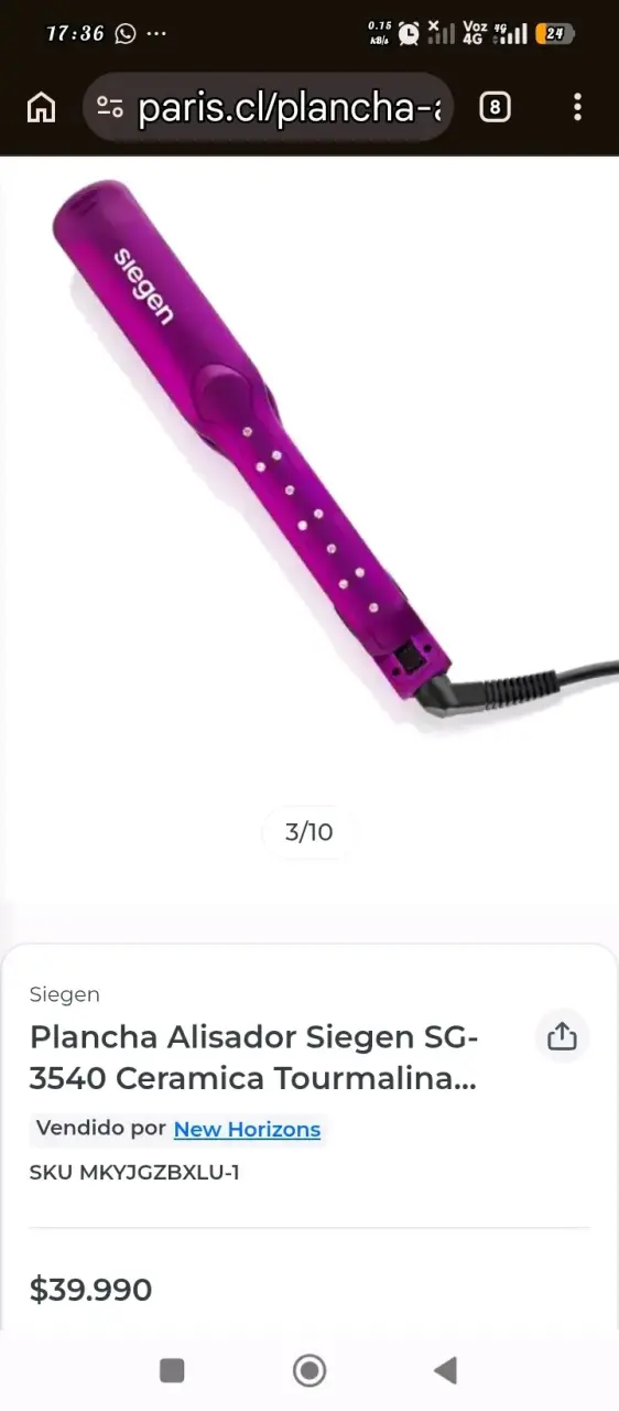 Plancha Alisadora Siegen SG-3540 Cerámica Turmalina
