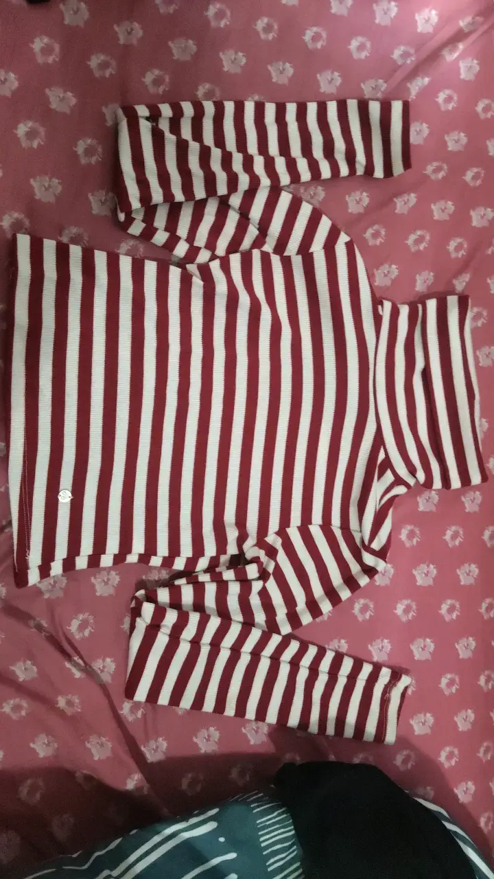 Polera de rayas rojo y blanco corta