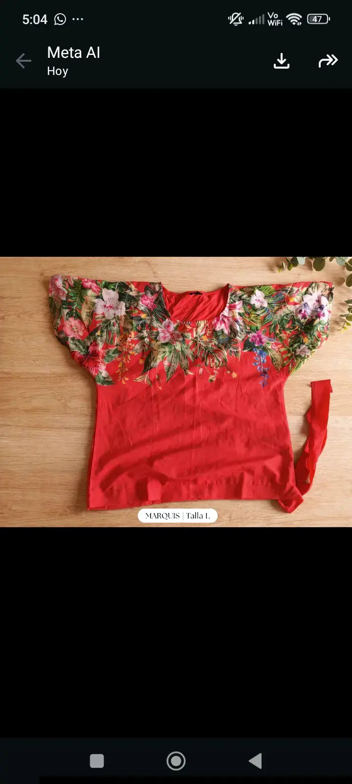 Blusa roja con estampado floral Marquis talla L