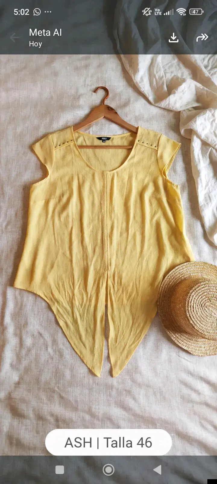 Blusa amarilla de mujer talla 46