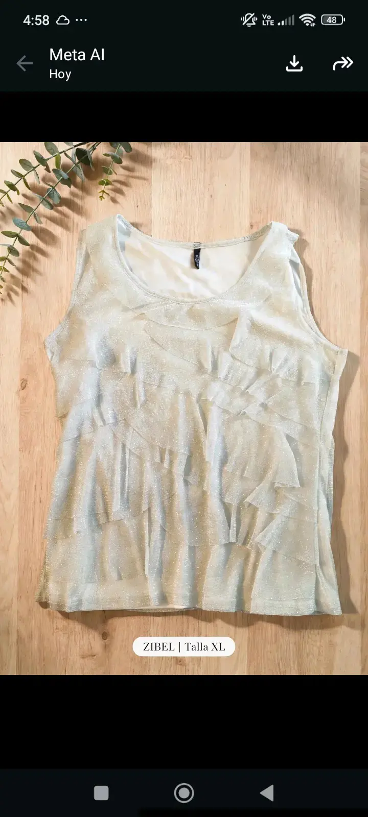 Blusa sin mangas Zibel talla XL