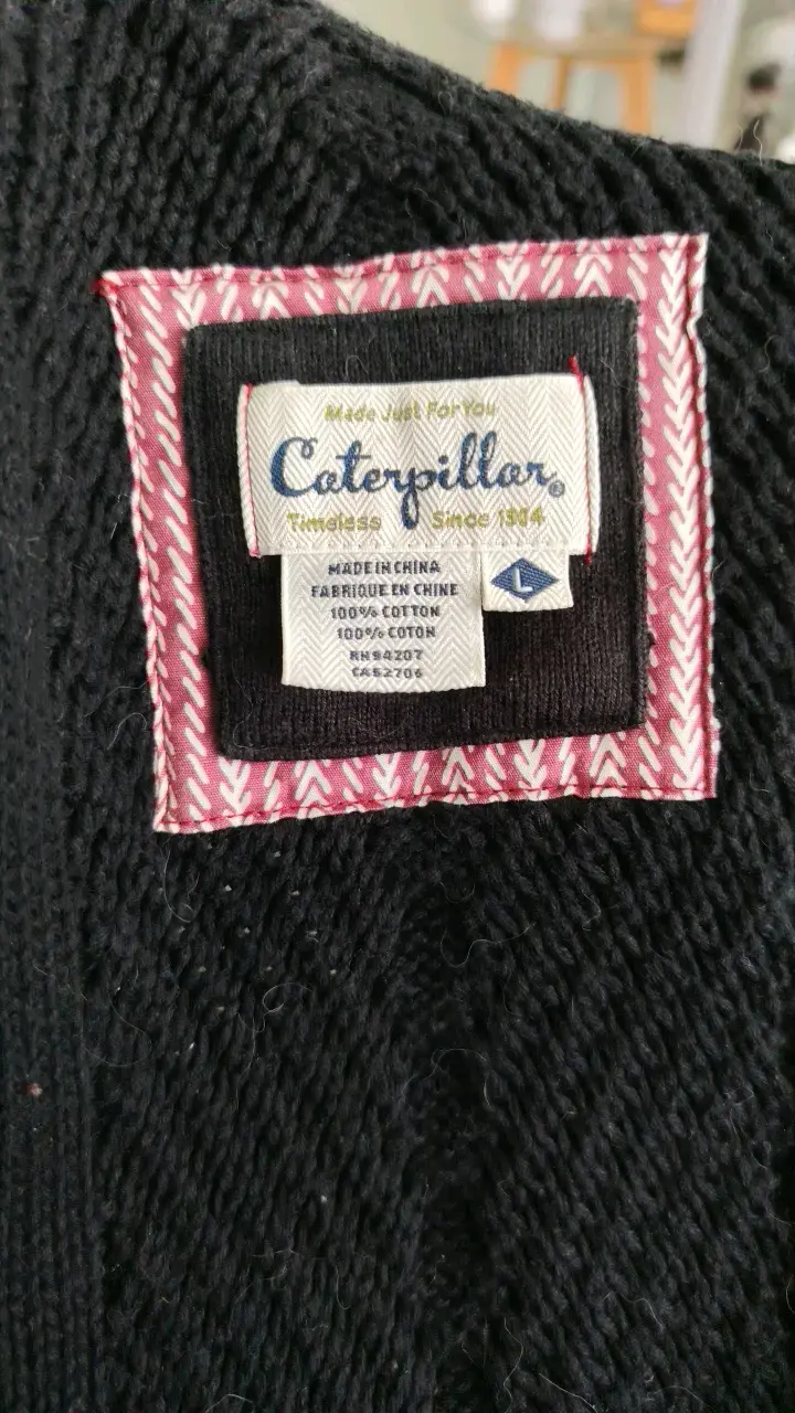 Chaleco negro Caterpillar 100% algodón talla L - 1