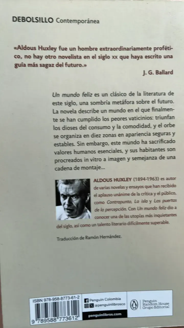 Libro Un Mundo Feliz de Aldous Huxley - 2