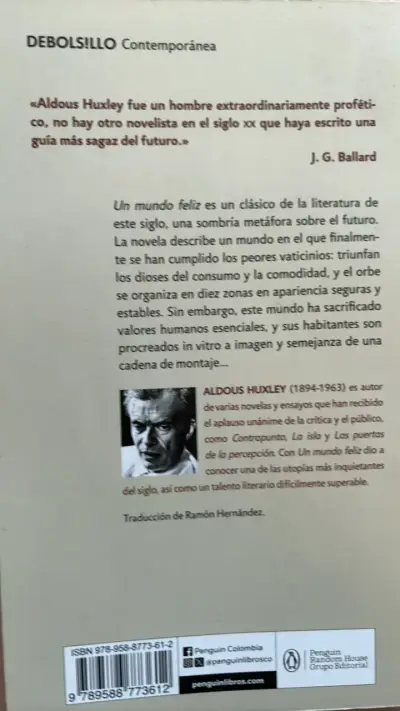 Libro Un Mundo Feliz de Aldous Huxley - miniatura 2