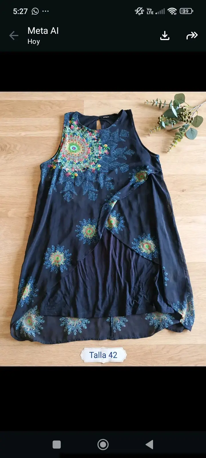 Vestido sin mangas con diseño floral talla 42