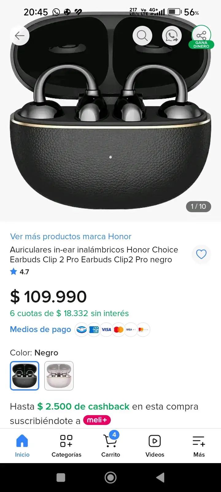 Auriculares inalámbricos Honor Choice Clip 2 Pro negros - 1
