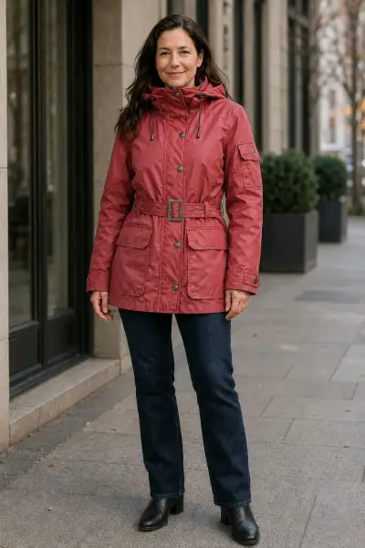 Chaqueta impermeable roja para mujer de alta gama - miniatura 2