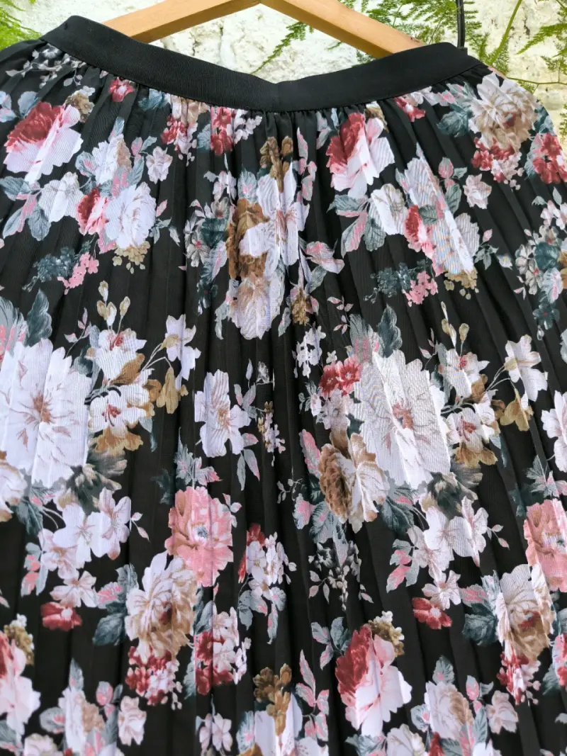 Falda larga plisada floral para mujer - 2