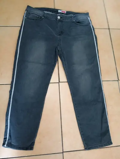 Jeans gris oscuro con franjas laterales - miniatura 1