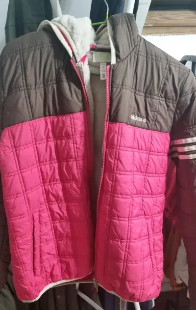 Chaqueta acolchada Adidas mujer rosa y marrón - miniatura 2