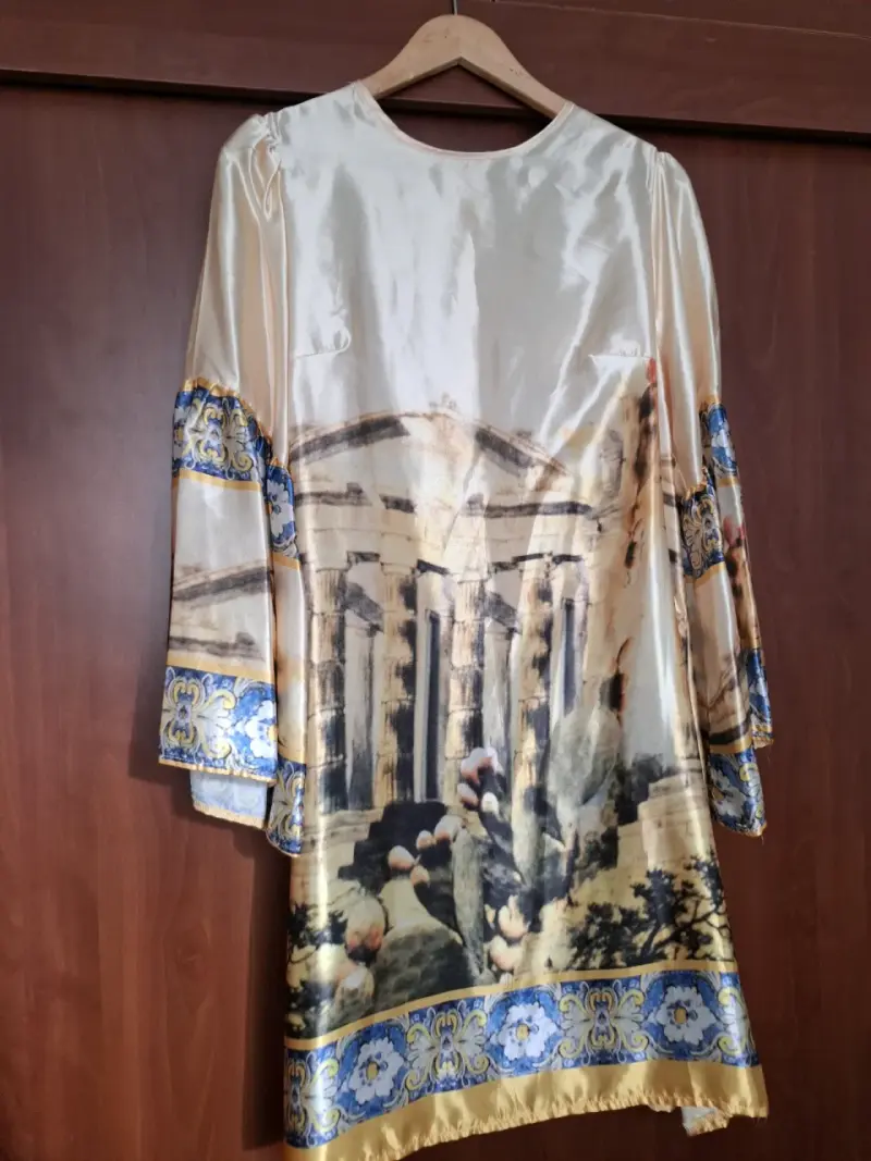 Vestido estampado de seda estilo túnica - 3
