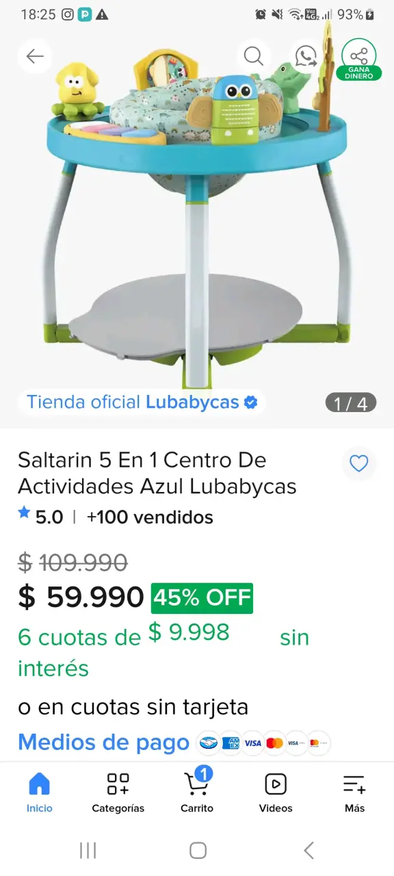Saltarín 5 en 1 Centro de Actividades Azul Lubabycas