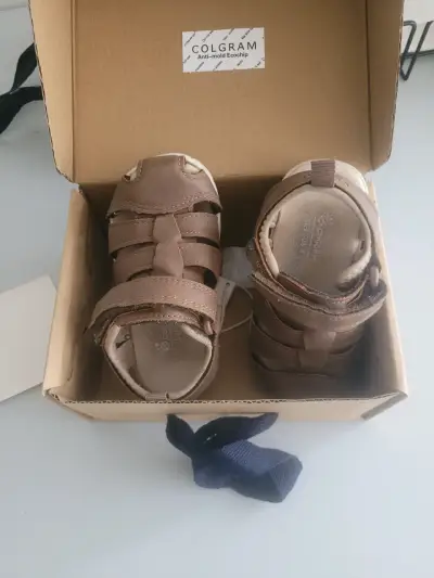 Sandalias de cuero para niños Colloky marrón - miniatura 1