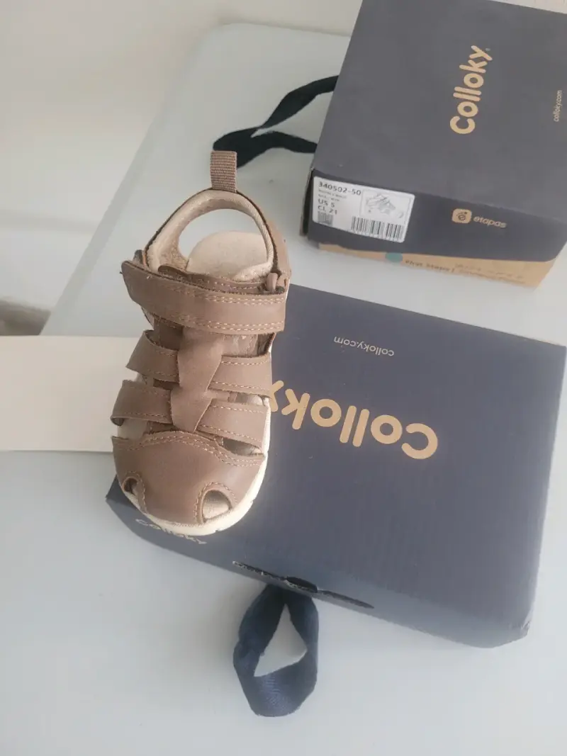 Sandalias de cuero para niños Colloky marrón - 2