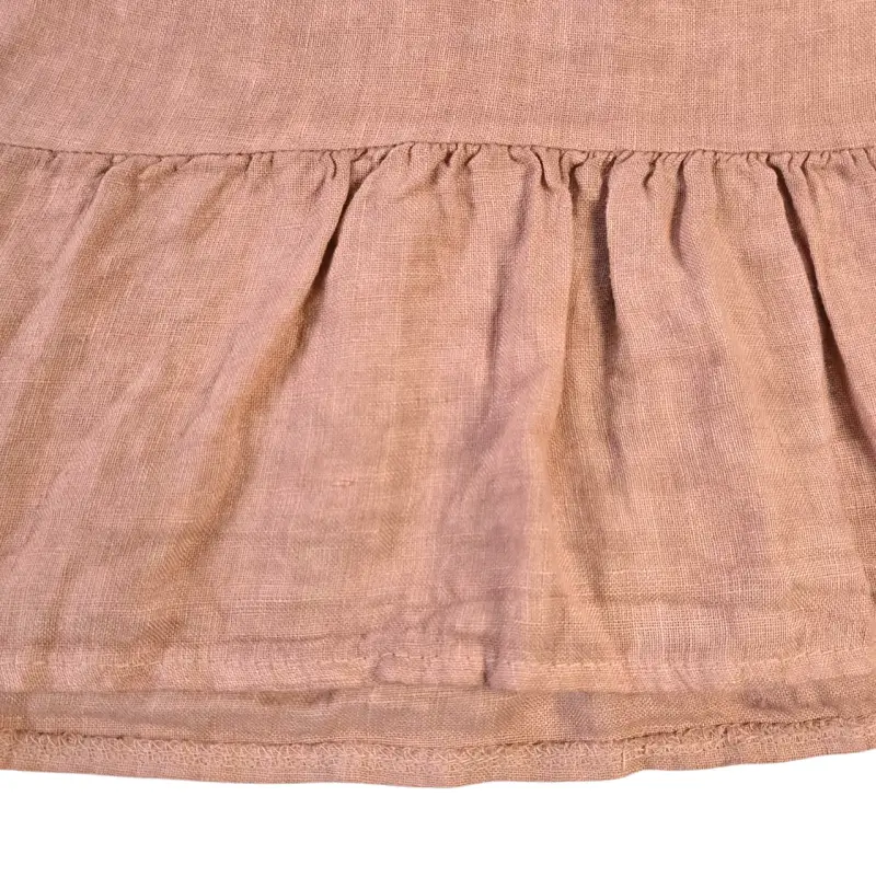 Vestido Italiano 100% Lino Rosa Empolvado - 3