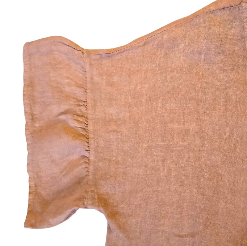 Vestido Italiano 100% Lino Rosa Empolvado - 4