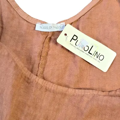 Vestido Italiano 100% Lino Rosa Empolvado - miniatura 5