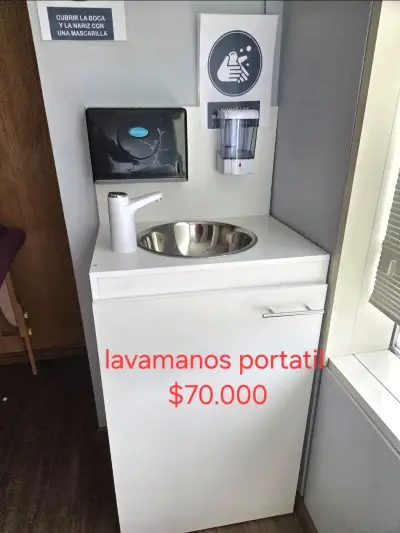 Lavamanos portátil con mueble blanco, camillas - miniatura 2