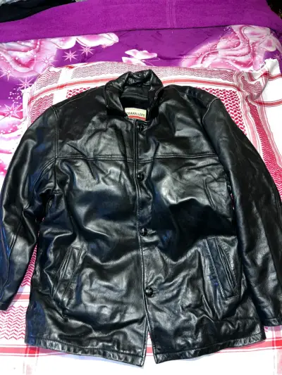 Chaqueta de cuero negra para hombre - miniatura 1
