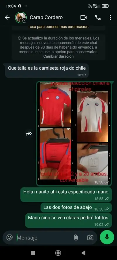 Camiseta Roja Selección Chilena Adidas Talla M - miniatura 1