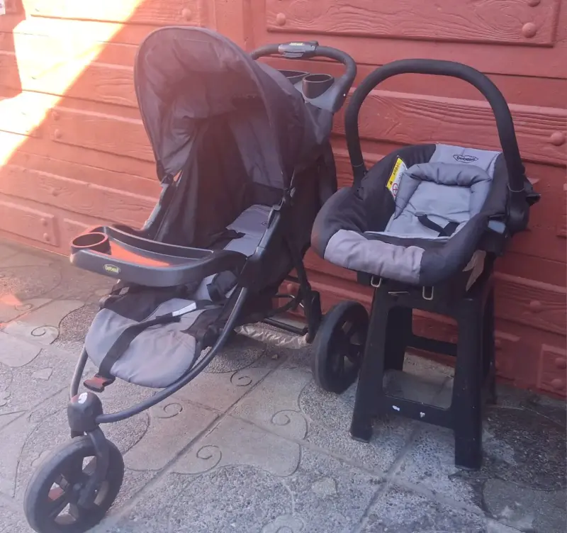 Coche de bebé con silla de auto Bebesit gris - 1