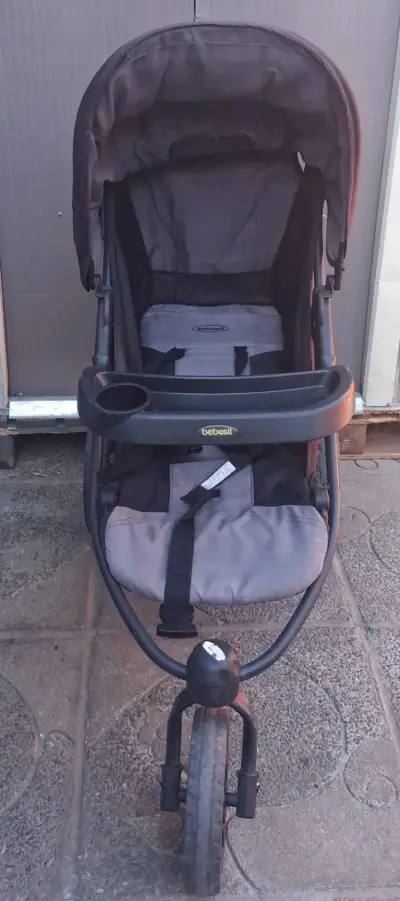 Coche de bebé con silla de auto Bebesit gris - miniatura 3
