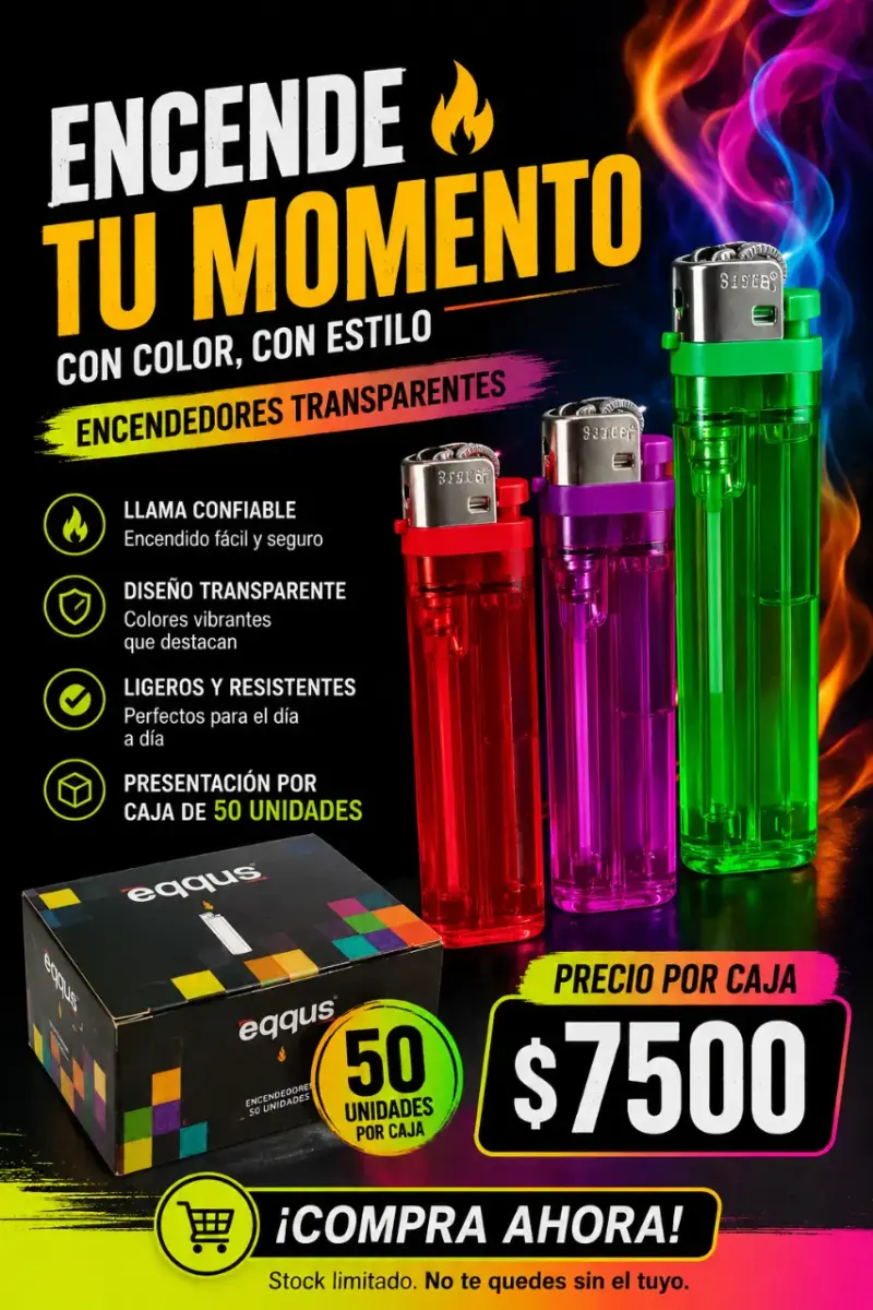 Encendedores transparentes Equus caja de 50 unidades