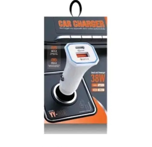 Cargador de Auto 38W USB y Tipo-C