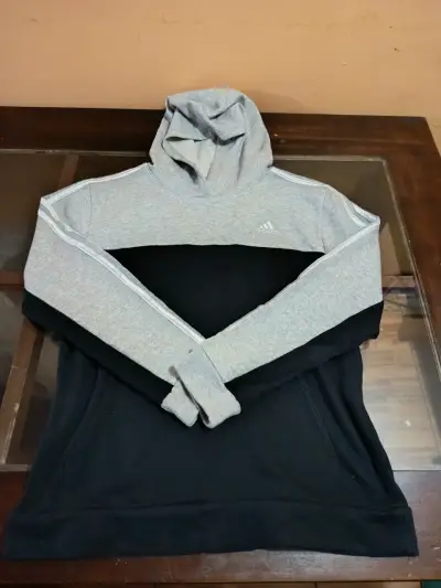 Polerón con capucha Adidas gris y negro - miniatura 1