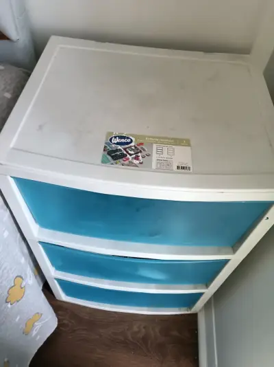 Estante modular Wenco blanco y azul con 3 cajones - miniatura 1