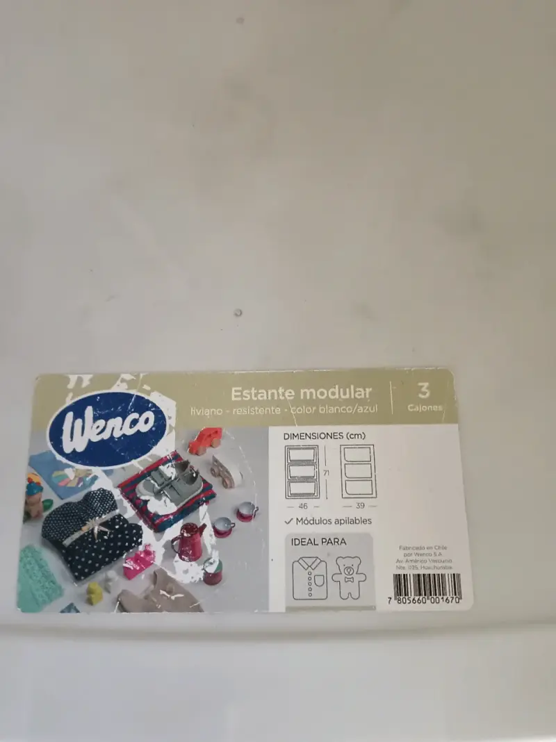 Estante modular Wenco blanco y azul con 3 cajones - 3