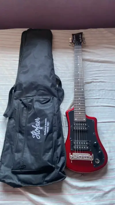 Guitarra eléctrica roja con funda Harper - miniatura 3