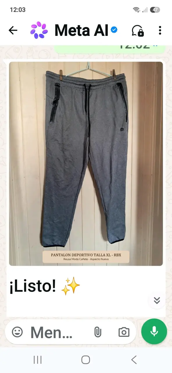 Pantalón deportivo gris talla XL