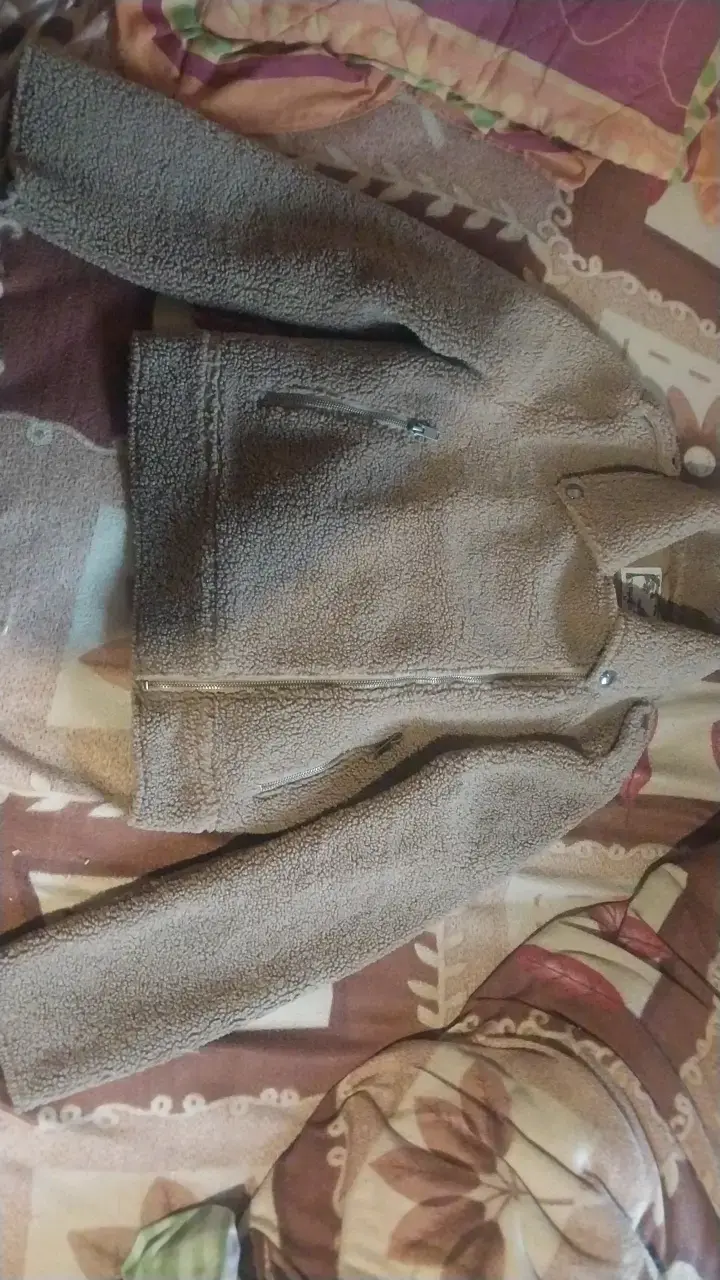 Chaqueta de lana sintética cafe para mujer - 1