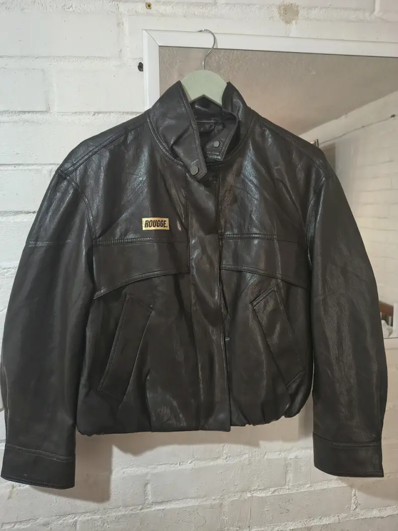 Chaqueta de cuero negra Rougge para moto - 1