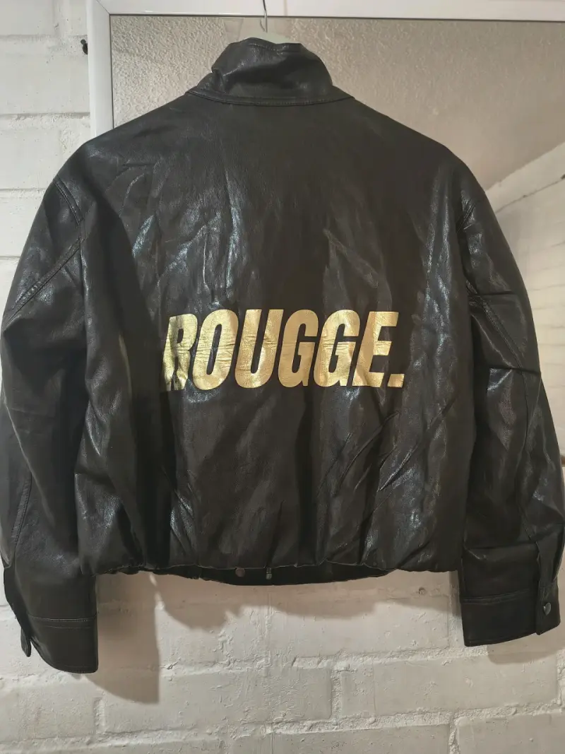 Chaqueta de cuero negra Rougge para moto - 2