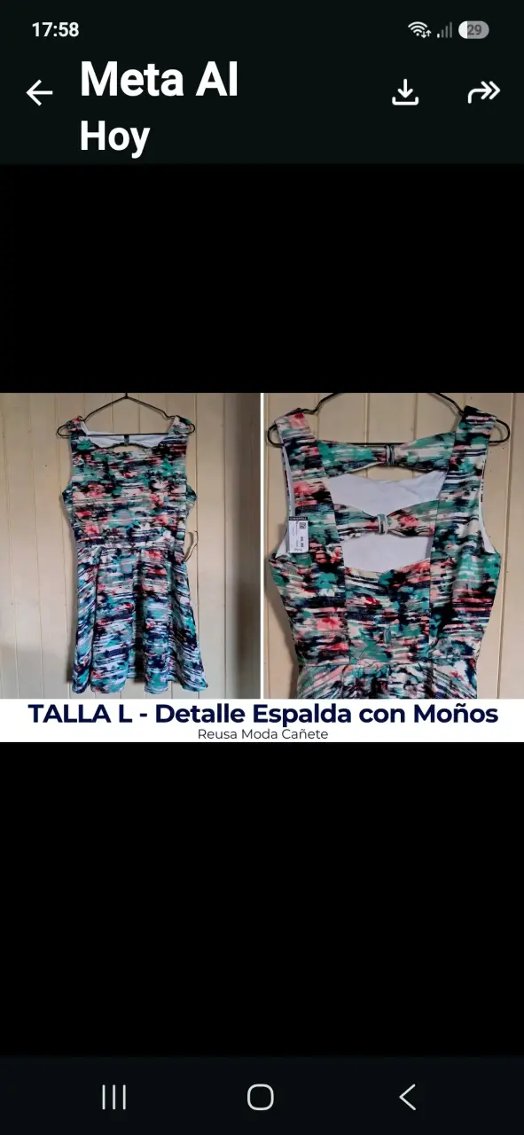 Vestido estampado con detalle de moños talla L