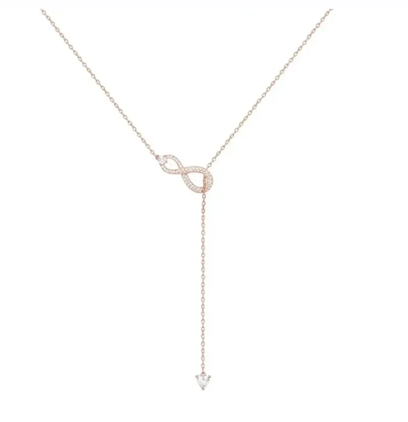 Collar Swarovski con colgante de infinito en oro rosa - 4