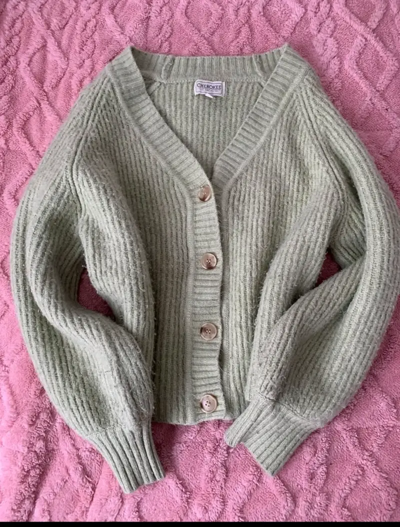 Cardigan de punto verde claro Cherokee