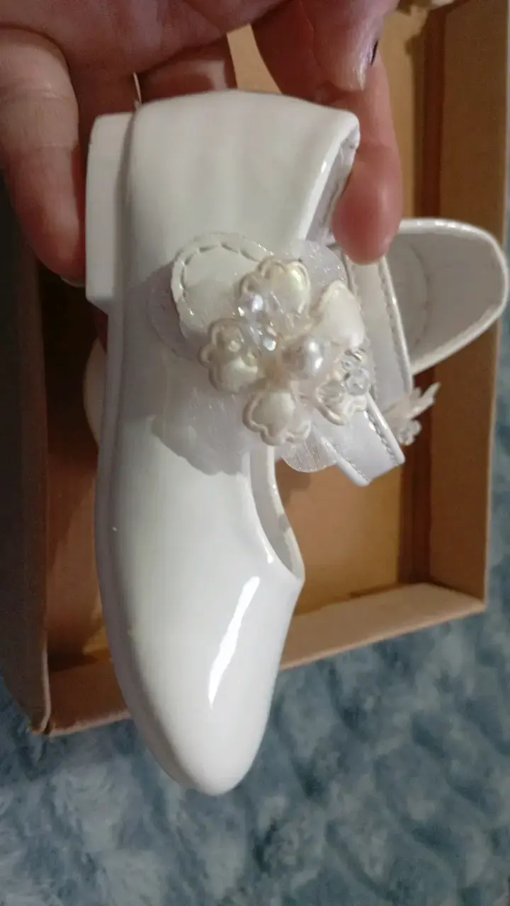N° 18 Zapatos de bebé blanco con flores - 2
