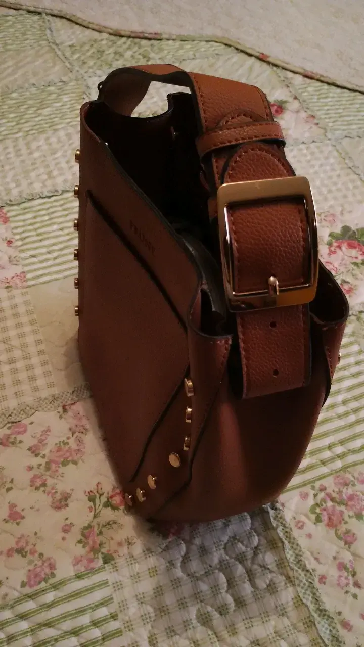 Bolso de cuero marrón con tachas Prüne - 2