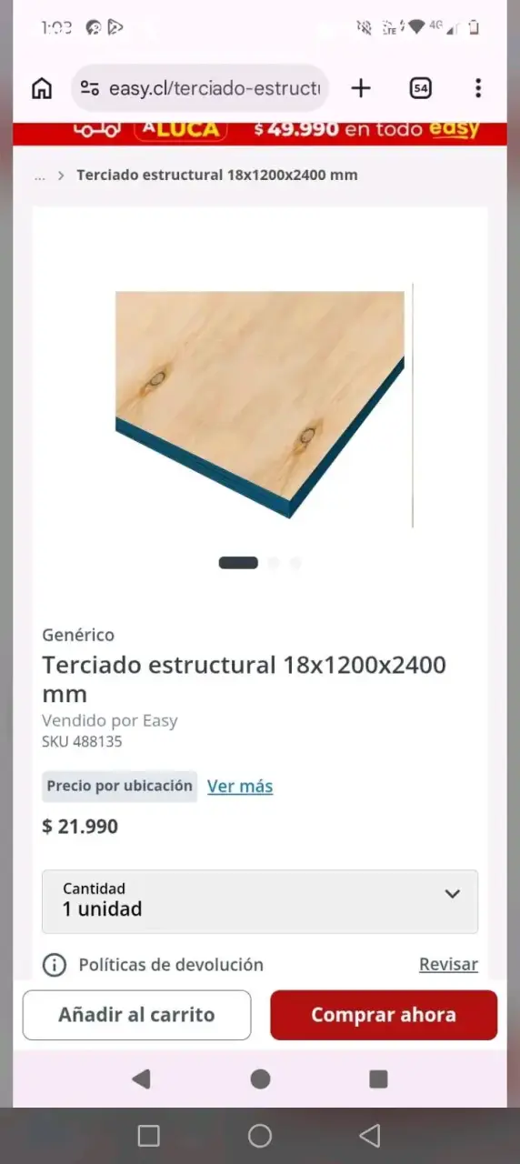 Terciado estructural 18x1200x2400 mm