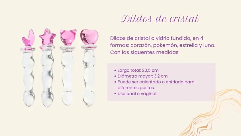 Dildos de cristal con formas variadas