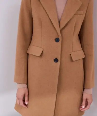 Abrigo de lana camel para mujer - miniatura 1