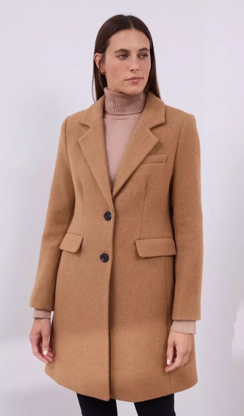 Abrigo de lana camel para mujer - 3