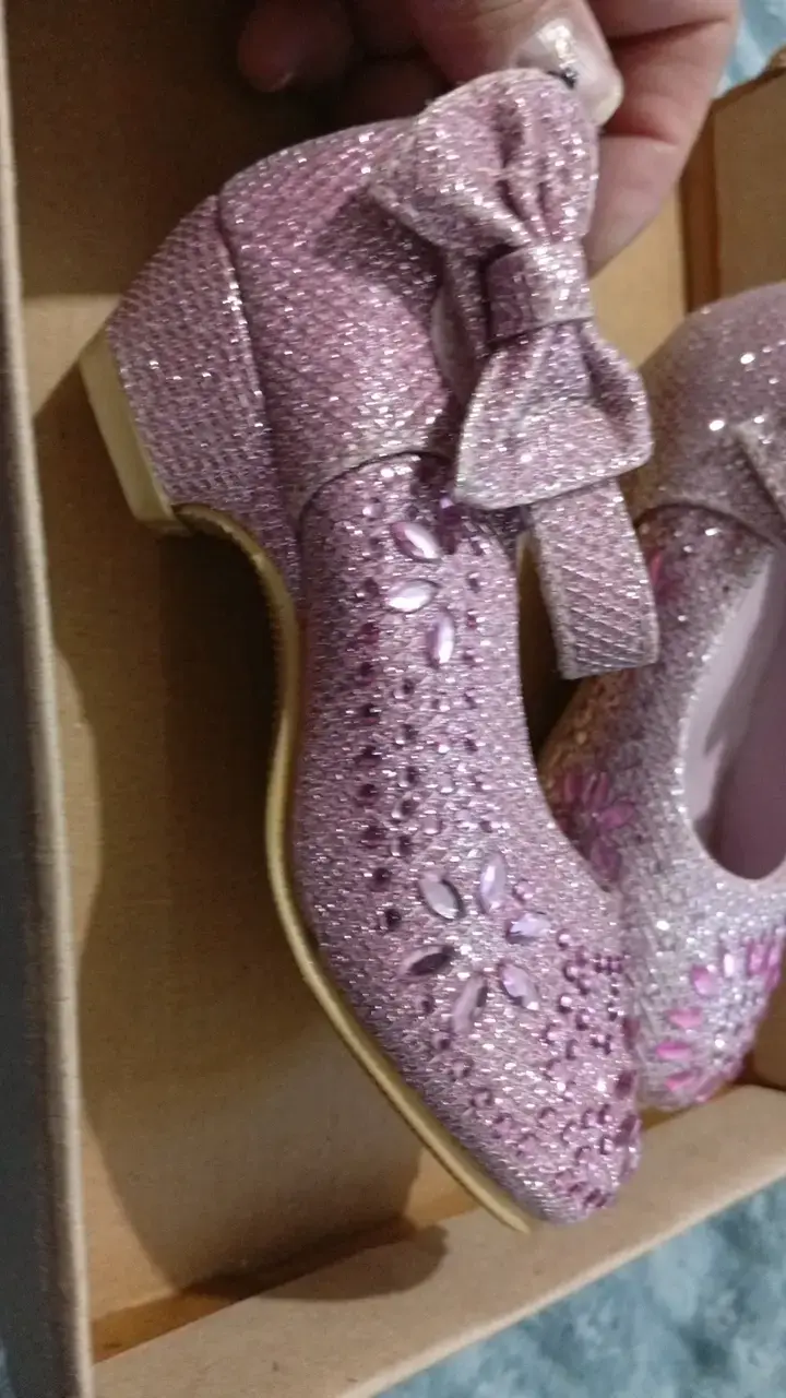 N° 20 Zapatos de niña brillantes rosados con lazo - 3